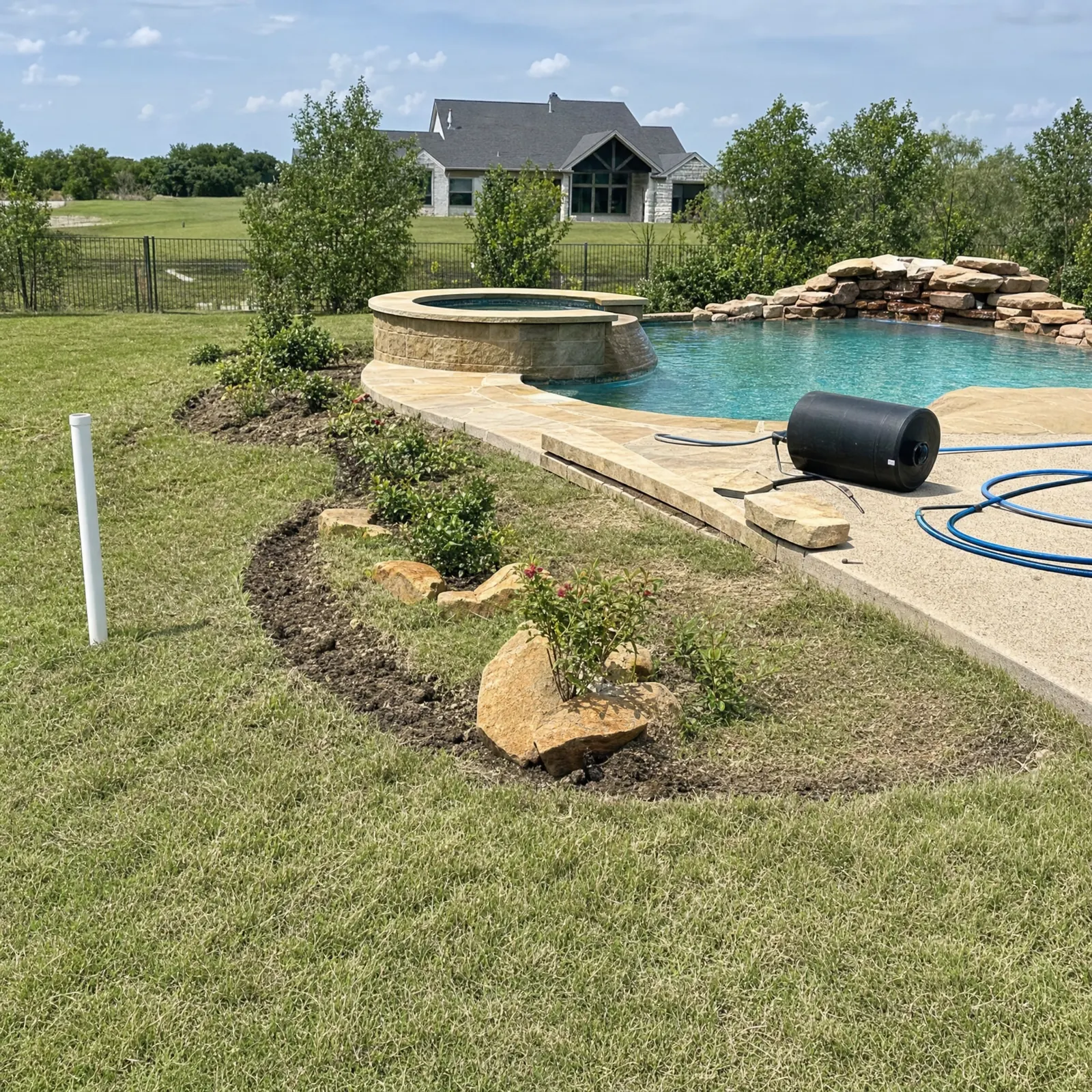 Pool landscape installation, Godoy's Wolves